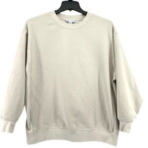 Athleta Crewneck Sweatshirt Women's Large Beige/Cream Ribbed